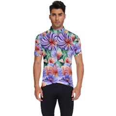 Amazing Watercolor Flowers Men s Short Sleeve Cycling Jersey by GardenOfOphir