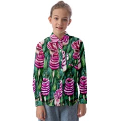 Attractive Watercolor Flowers Kids  Long Sleeve Shirt by GardenOfOphir