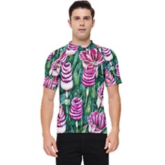 Attractive Watercolor Flowers Men s Short Sleeve Rash Guard by GardenOfOphir