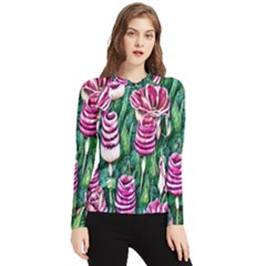 Attractive Watercolor Flowers Women s Long Sleeve Rash Guard by GardenOfOphir