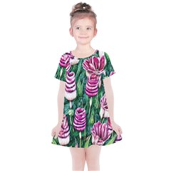 Attractive Watercolor Flowers Kids  Simple Cotton Dress by GardenOfOphir