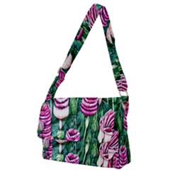 Attractive Watercolor Flowers Full Print Messenger Bag (l) by GardenOfOphir