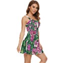 Attractive Watercolor Flowers Ruffle Edge Bra Cup Chiffon Mini Dress View3