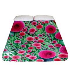 Bounty Of Brilliant Blooming Blossoms Fitted Sheet (queen Size) by GardenOfOphir