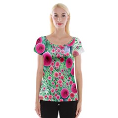 Bounty Of Brilliant Blooming Blossoms Cap Sleeve Top by GardenOfOphir