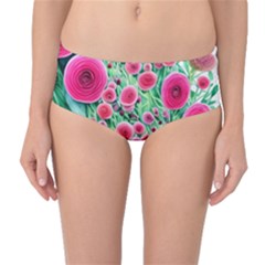 Bounty Of Brilliant Blooming Blossoms Mid-waist Bikini Bottoms by GardenOfOphir