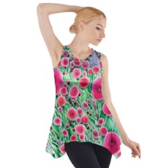 Bounty Of Brilliant Blooming Blossoms Side Drop Tank Tunic by GardenOfOphir