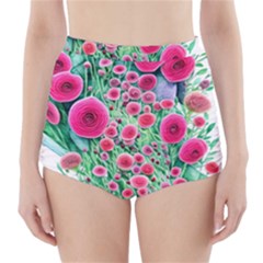 Bounty Of Brilliant Blooming Blossoms High-waisted Bikini Bottoms by GardenOfOphir