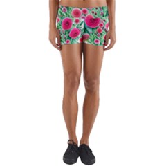 Bounty Of Brilliant Blooming Blossoms Yoga Shorts by GardenOfOphir