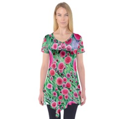 Bounty Of Brilliant Blooming Blossoms Short Sleeve Tunic  by GardenOfOphir