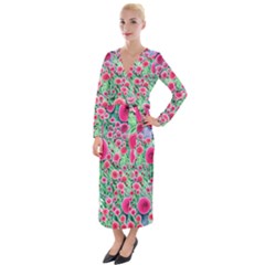 Bounty Of Brilliant Blooming Blossoms Velvet Maxi Wrap Dress by GardenOfOphir