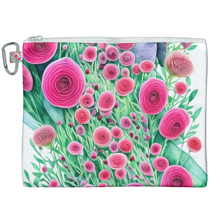 Bounty Of Brilliant Blooming Blossoms Canvas Cosmetic Bag (XXXL)