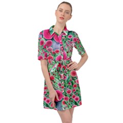 Bounty Of Brilliant Blooming Blossoms Belted Shirt Dress by GardenOfOphir