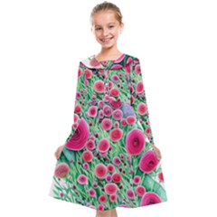 Bounty Of Brilliant Blooming Blossoms Kids  Midi Sailor Dress by GardenOfOphir