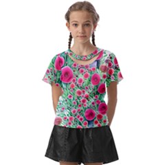 Bounty Of Brilliant Blooming Blossoms Kids  Front Cut Tee by GardenOfOphir