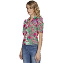 Bounty Of Brilliant Blooming Blossoms Puffed Short Sleeve Button Up Jacket View2