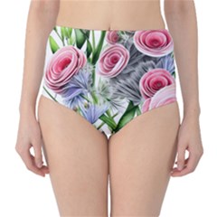 Captivating Coral Blooms Classic High-waist Bikini Bottoms by GardenOfOphir