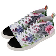 Captivating Coral Blooms Men s Mid-top Canvas Sneakers by GardenOfOphir