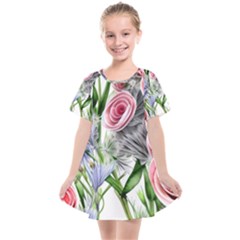 Captivating Coral Blooms Kids  Smock Dress by GardenOfOphir