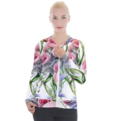 Captivating Coral Blooms Casual Zip Up Jacket by GardenOfOphir