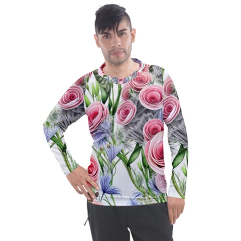 Captivating Coral Blooms Men s Pique Long Sleeve Tee by GardenOfOphir