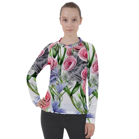 Captivating Coral Blooms Women s Pique Long Sleeve Tee by GardenOfOphir