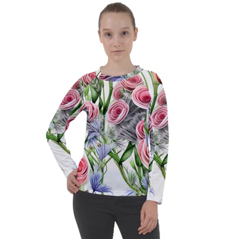 Captivating Coral Blooms Women s Long Sleeve Raglan Tee by GardenOfOphir