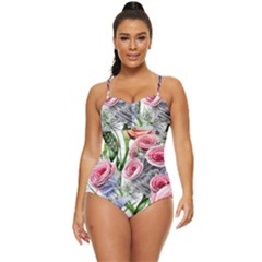 Captivating Coral Blooms Retro Full Coverage Swimsuit by GardenOfOphir