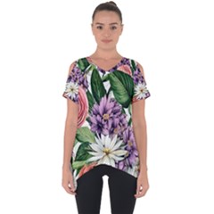 Brilliant Blushing Blossoms Cut Out Side Drop Tee by GardenOfOphir