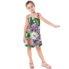 Brilliant Blushing Blossoms Kids  Sleeveless Dress by GardenOfOphir