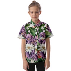 Brilliant Blushing Blossoms Kids  Short Sleeve Shirt by GardenOfOphir