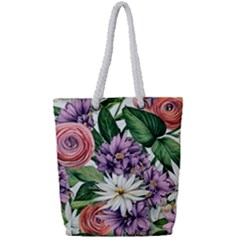 Brilliant Blushing Blossoms Full Print Rope Handle Tote (small) by GardenOfOphir