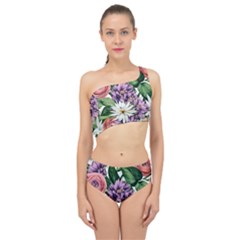 Brilliant Blushing Blossoms Spliced Up Two Piece Swimsuit by GardenOfOphir