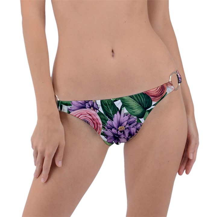 Brilliant Blushing Blossoms Ring Detail Bikini Bottoms