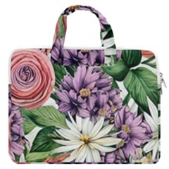 Brilliant Blushing Blossoms Macbook Pro 13  Double Pocket Laptop Bag by GardenOfOphir