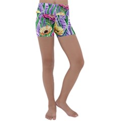 Beloved Bell-shaped Blossoms Kids  Lightweight Velour Yoga Shorts by GardenOfOphir