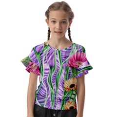 Beloved Bell-shaped Blossoms Kids  Cut Out Flutter Sleeves by GardenOfOphir