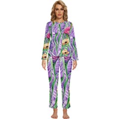 Beloved Bell-shaped Blossoms Womens  Long Sleeve Lightweight Pajamas Set by GardenOfOphir