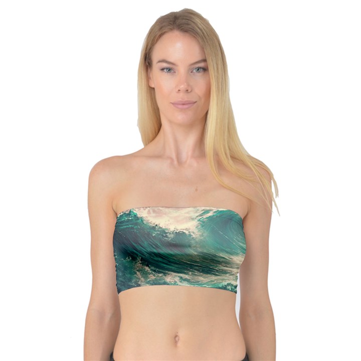 Storm Tsunami Waves Ocean Sea Nautical Nature Painting Bandeau Top