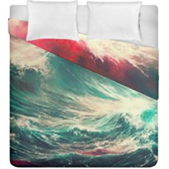 Storm Tsunami Waves Ocean Sea Nautical Nature Painting Duvet Cover Double Side (king Size) by Ravend