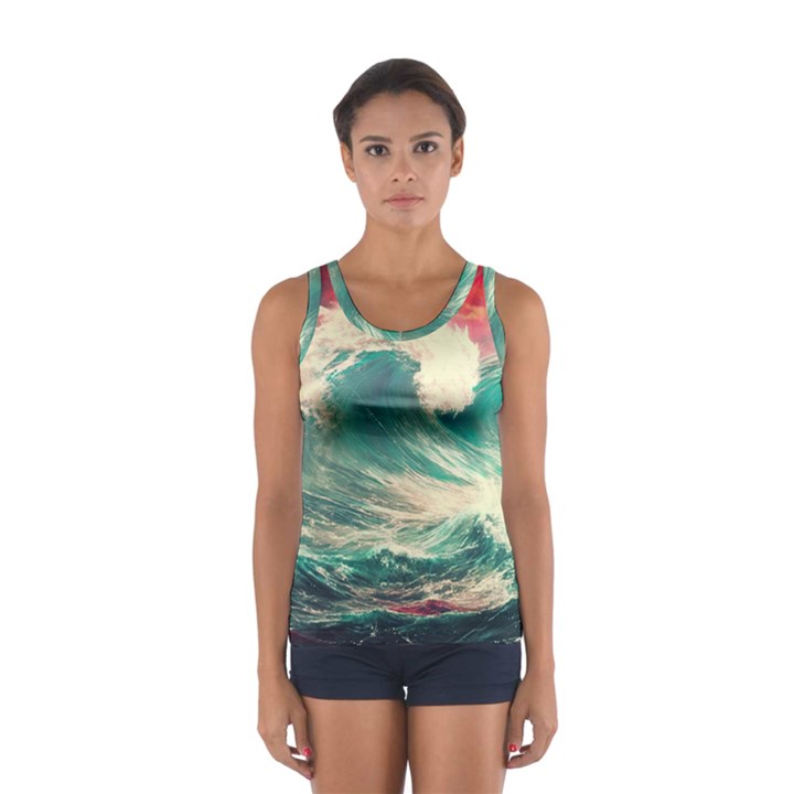 Storm Tsunami Waves Ocean Sea Nautical Nature Painting Sport Tank Top 