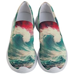 Storm Tsunami Waves Ocean Sea Nautical Nature Painting Women s Lightweight Slip Ons by Ravend