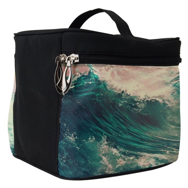 Storm Tsunami Waves Ocean Sea Nautical Nature Painting Make Up Travel Bag (Small)