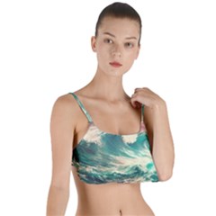 Storm Tsunami Waves Ocean Sea Nautical Nature Painting Layered Top Bikini Top  by Ravend