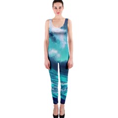 Tsunami Tidal Wave Ocean Waves Sea Nature Water One Piece Catsuit by Ravend