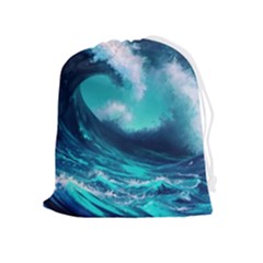 Tsunami Tidal Wave Ocean Waves Sea Nature Water Drawstring Pouch (xl) by Ravend