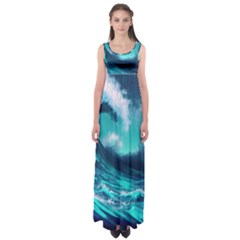 Tsunami Tidal Wave Ocean Waves Sea Nature Water Empire Waist Maxi Dress by Ravend