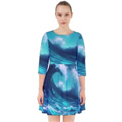 Tsunami Tidal Wave Ocean Waves Sea Nature Water Smock Dress by Ravend