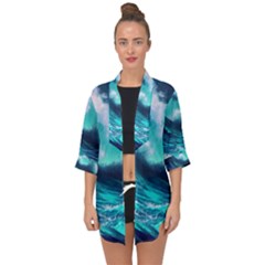 Tsunami Tidal Wave Ocean Waves Sea Nature Water Open Front Chiffon Kimono by Ravend