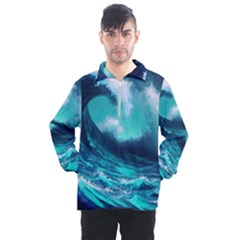 Tsunami Tidal Wave Ocean Waves Sea Nature Water Men s Half Zip Pullover by Ravend